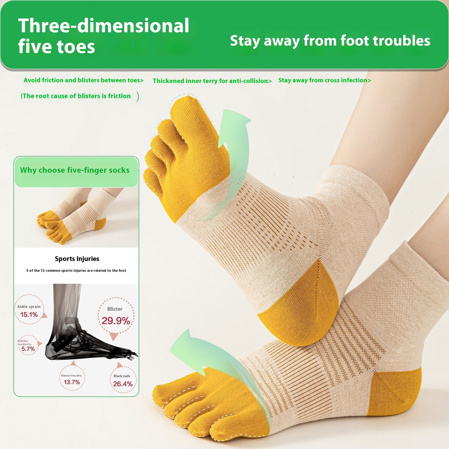Professional Quick-Dry Toe Socks – Breathable CoolMax Short Tube Sports & Yoga Socks