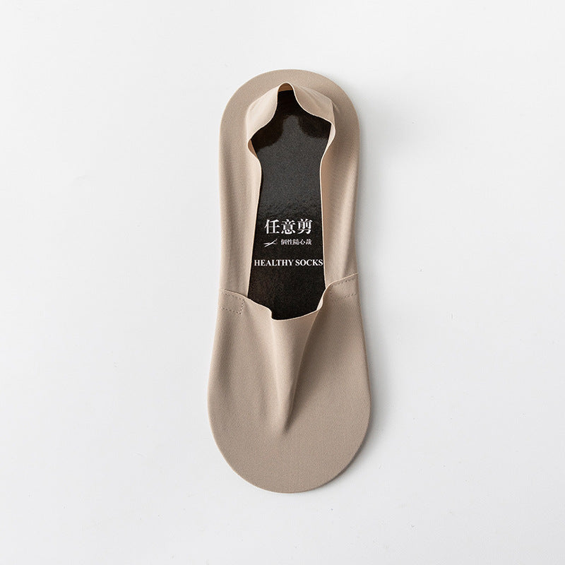 Men’s Invisible Low Cut Socks – Seamless Ice Silk Cotton Non-Slip Breathable