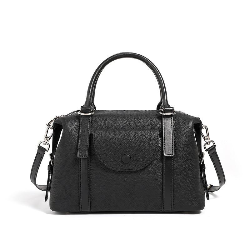 New Genuine Leather Ladies’ Handbag – Versatile Fashion Shoulder Bag with Lock Design