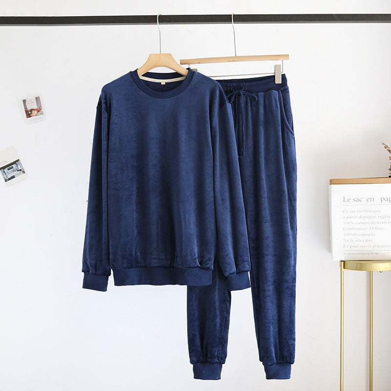 Couple Pajamas Loungewear Set – Cozy Island Velvet Pullover Sleepwear