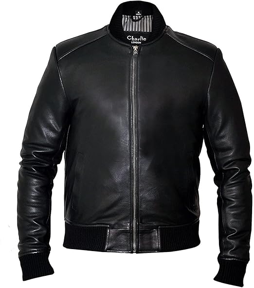 LONDON Sand Style Bomber Leather Jacket – Slim Fit Men's Cowhide Leather Jacket