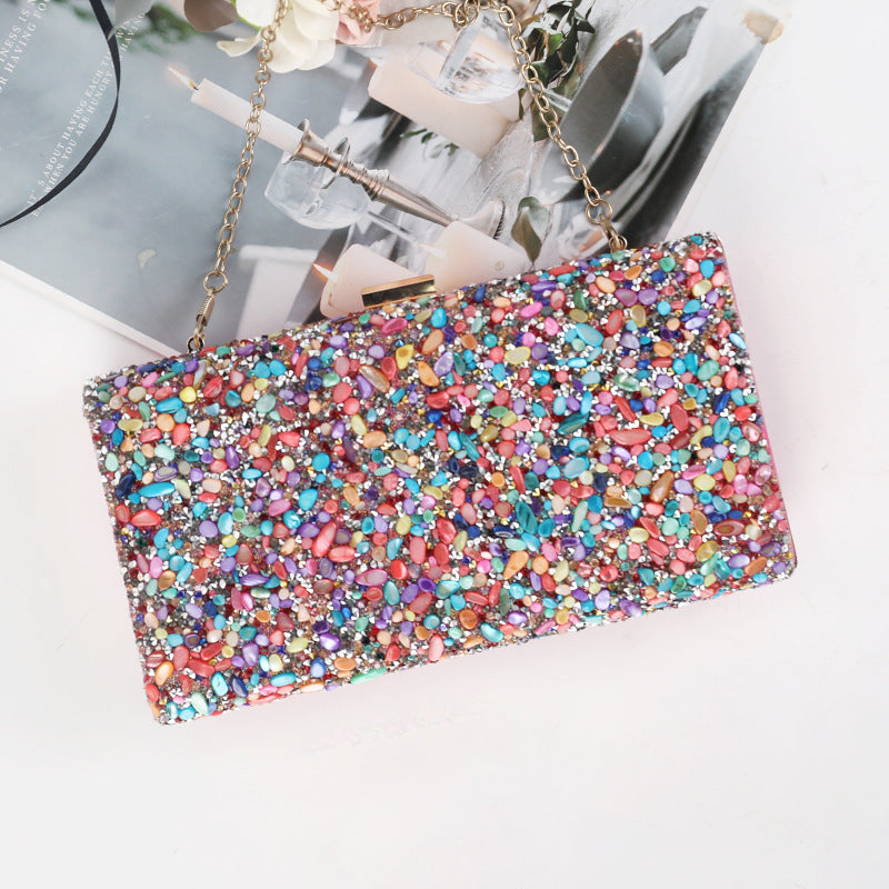 Women's Diamond Clutch Bag – Elegant Banquet Evening PU Leather Handbag
