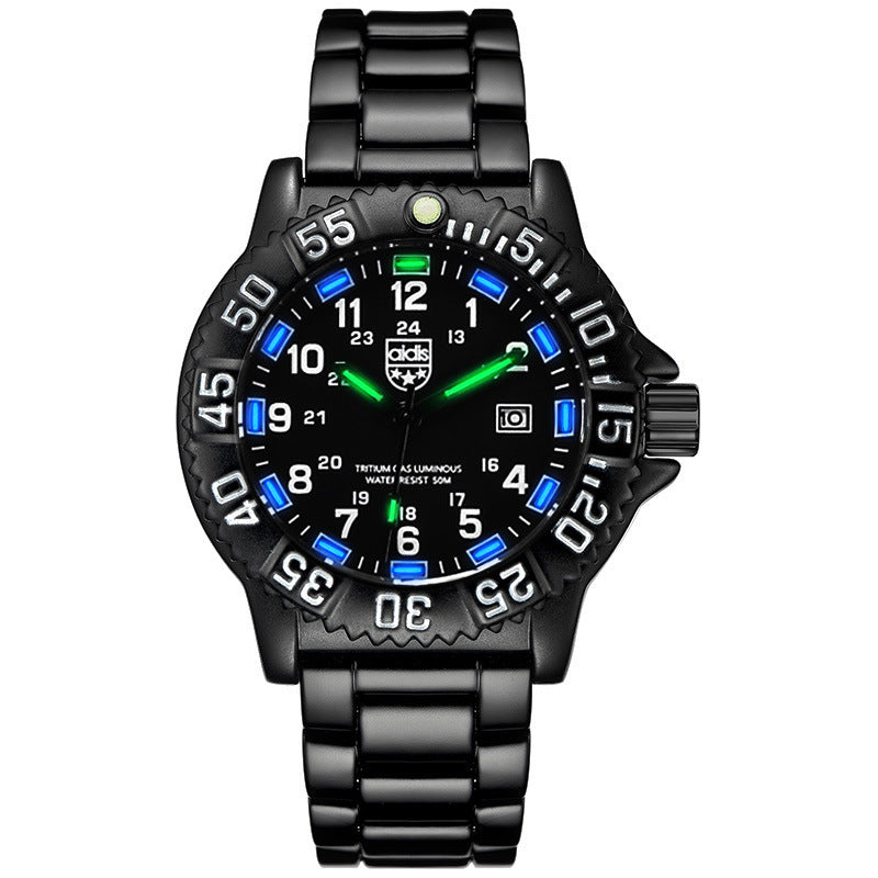 Men’s Military Quartz Watch – Waterproof 50M Sports Wristwatch with Alarm & Luminous Display