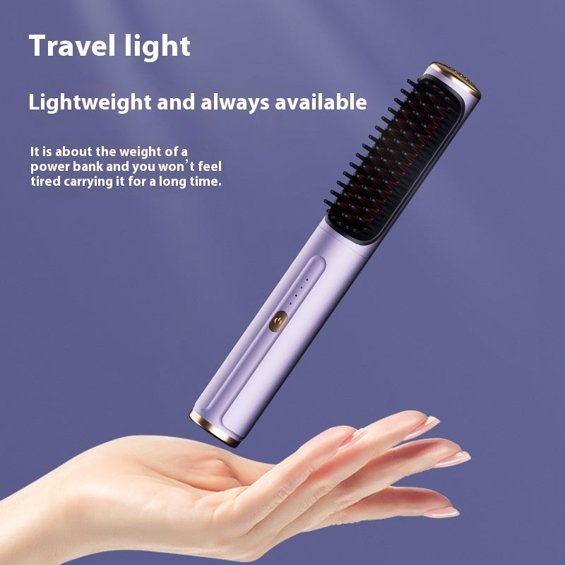 Wireless Straight Comb – Anion Portable Hair Straightener for Curling & Straightening