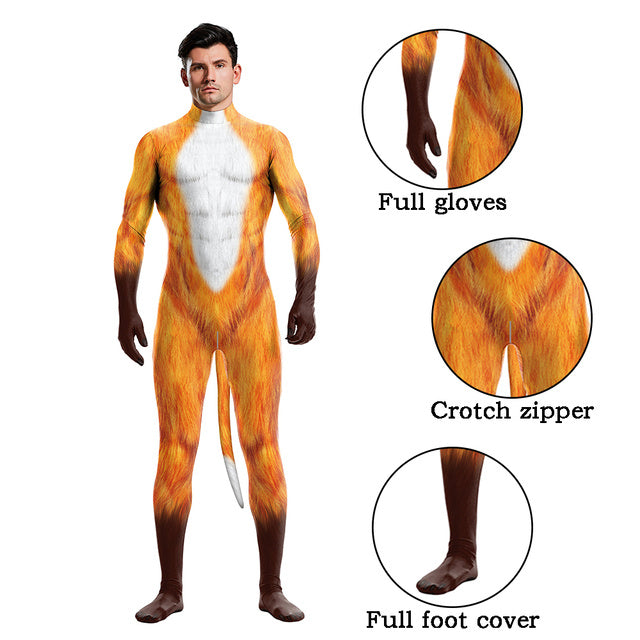 Halloween Husky Zentai Bodysuit with Tail – Animal Cosplay Costume