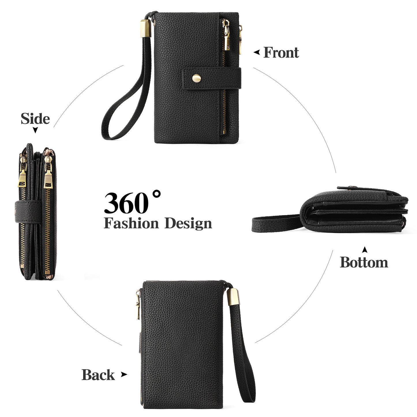 Women's Genuine Leather Wallet – Zipper Clutch Anti-theft Card Swiping Coin Purse