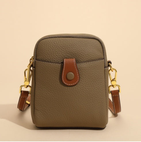 Women’s Leather Crossbody Phone Bag – Small Lychee Pattern Wallet Purse
