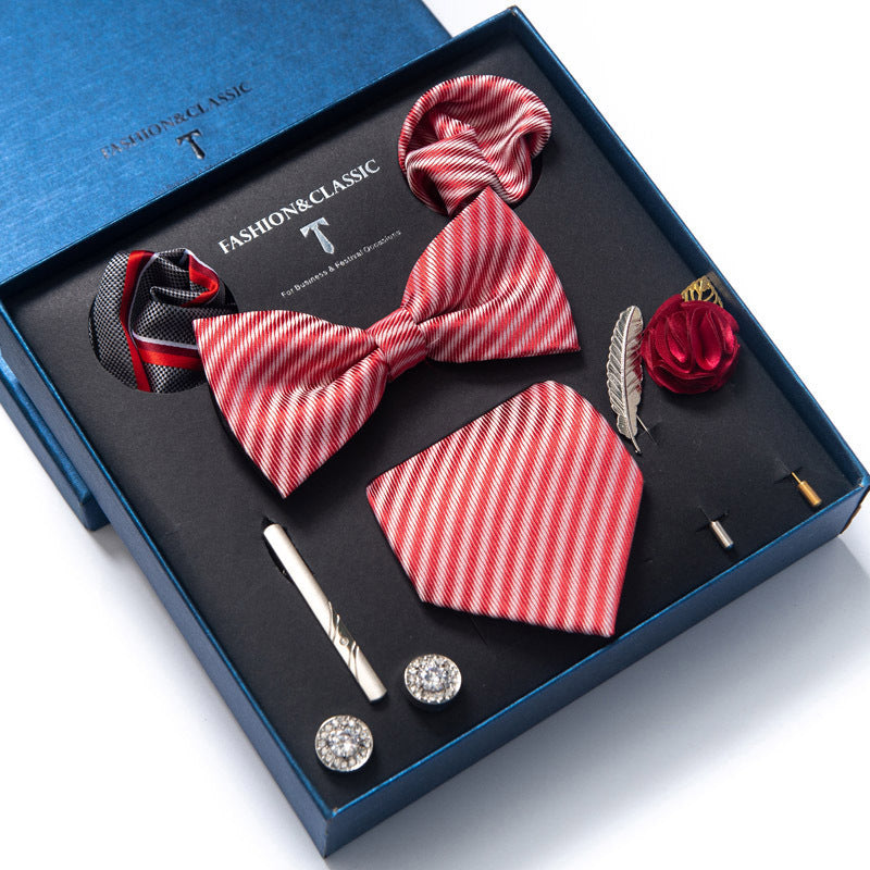 Men’s 8-Piece Bow Tie Set – Formal Jacquard Neckwear for Business, Party & Wedding