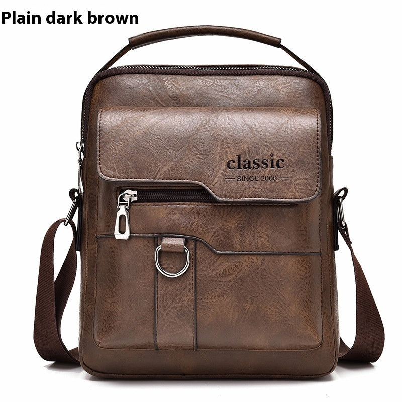 Men’s PU Leather Messenger Bag – Retro Business Shoulder Crossbody Backpack with Flap Design