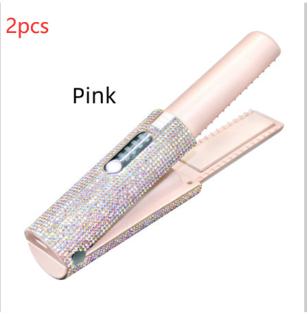 2-in-1 Electric USB Hair Straightening Brush – Wireless Ceramic Comb & Hair Curler