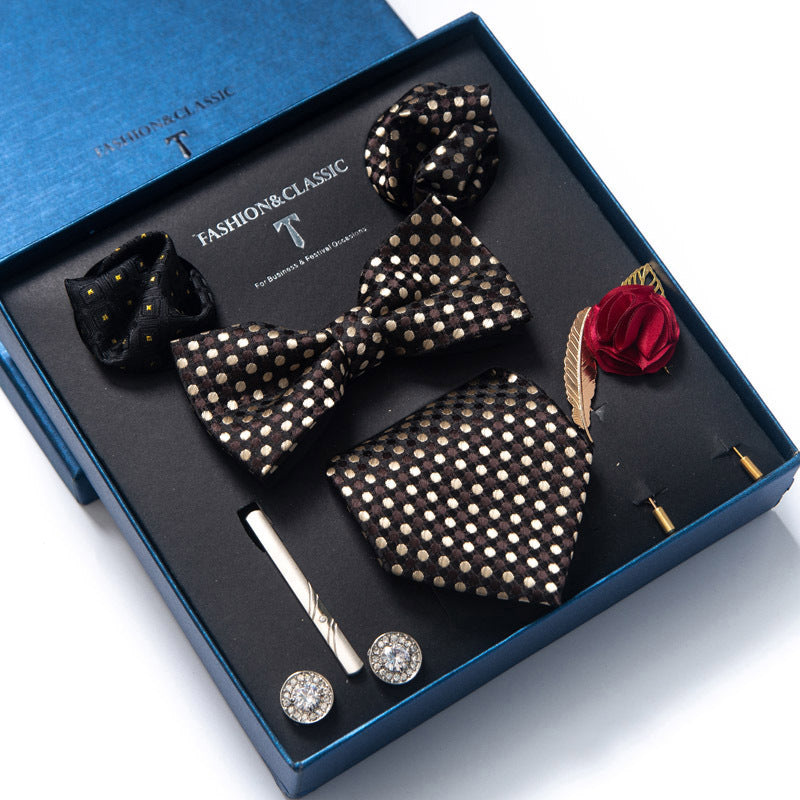 Men’s 8-Piece Bow Tie Set – Formal Jacquard Neckwear for Business, Party & Wedding