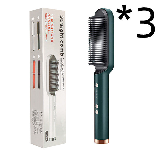 2-In-1 Hair Straightener Hot Comb – Negative Ion Curling Tong & Dual-Purpose Electric Hair Brush