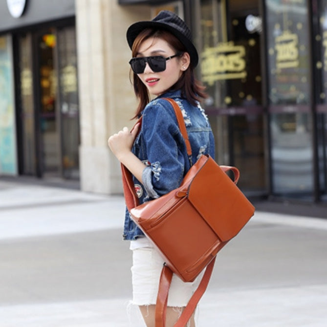 Women’s Genuine Leather Backpack – Multifunction Crossbody Shoulder Bag Laptop Rucksack