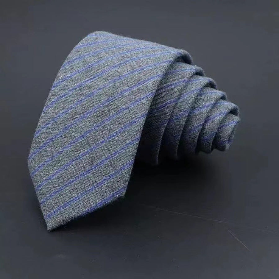 Men’s Business Fashion Tie – Thickened Sanded Fabric Striped & Solid Color Necktie