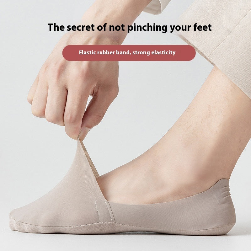 Men’s Invisible Low Cut Socks – Seamless Ice Silk Cotton Non-Slip Breathable