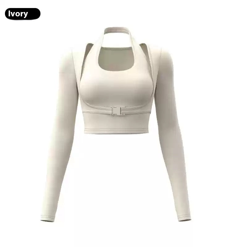 Halter Wear-Free Yoga Bra Top – Women’s Slim Fit Workout & Exercise Crop