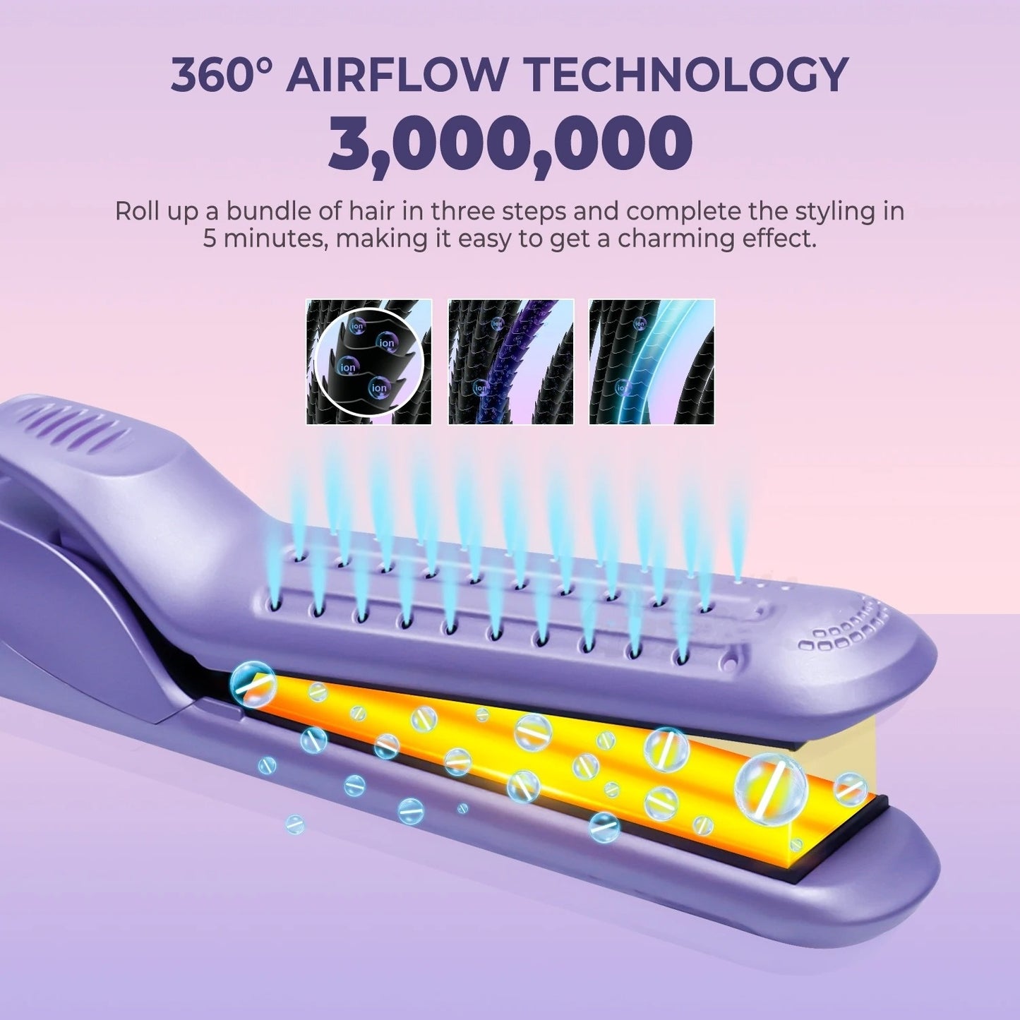 Home Hair Curling & Straightening Device – Dual-Use Electric Hair Straightener with Cold Air Function