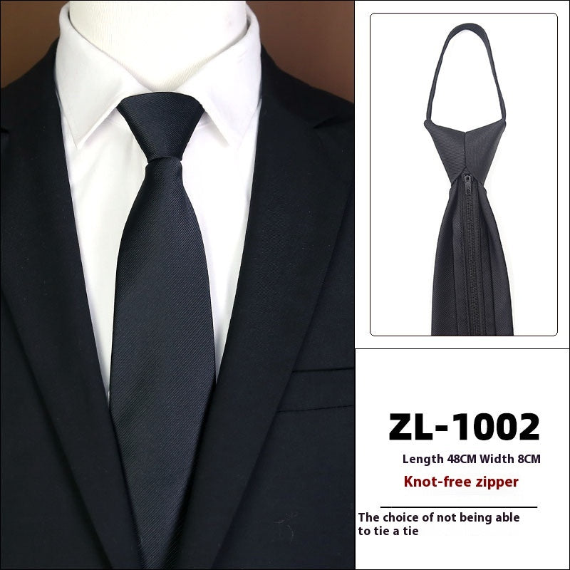 Men’s Formal Business Zipper Tie – Striped Jacquard Knot-Free Necktie