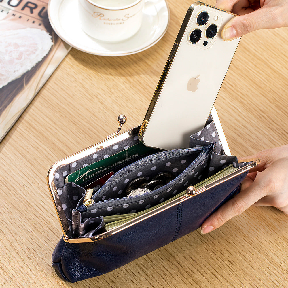 European & American Retro Genuine Leather Long Clutch Wallet – Vintage Oil Wax Clip Bag