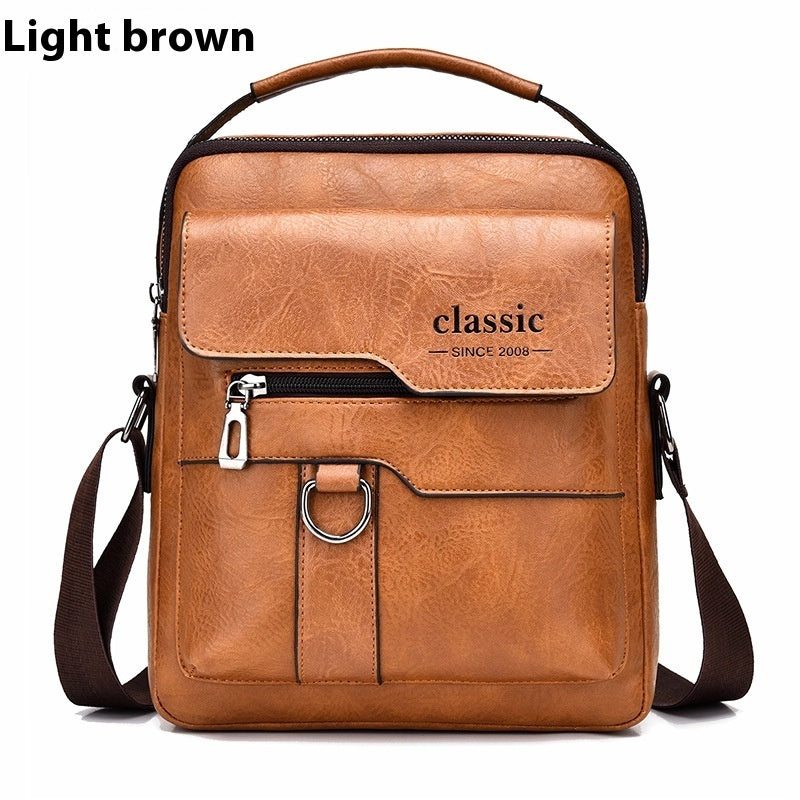 Men’s PU Leather Messenger Bag – Retro Business Shoulder Crossbody Backpack with Flap Design