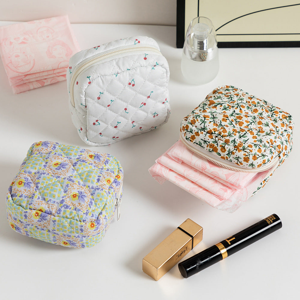 Cute Change Women’s Key Storage Bag – Small Floral Polyester Wallet for Keys & Coins