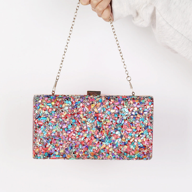 Women's Diamond Clutch Bag – Elegant Banquet Evening PU Leather Handbag