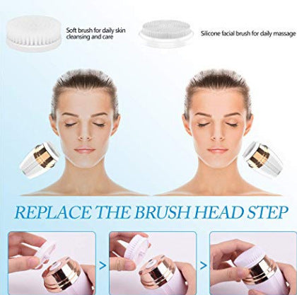 Silicone Facial Cleansing Brush – Electric Skin Cleanser with 2 Brush Heads & USB Charging