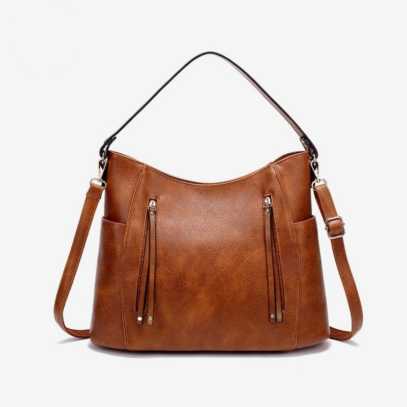 Luxury Women’s Leather Handbag – Large Capacity Messenger Bag, Vintage PU Shoulder Tote with Tassel Design