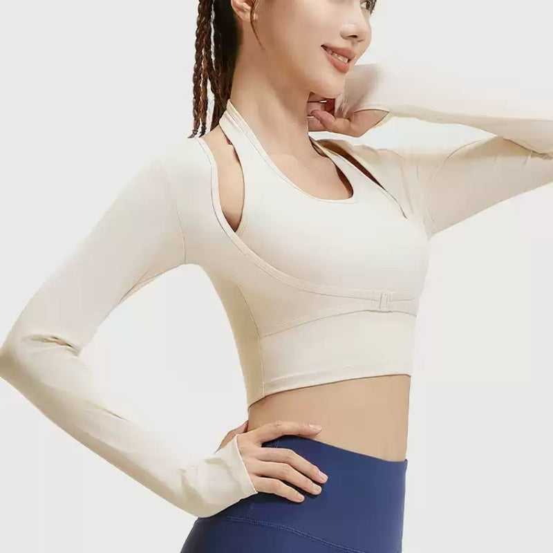 Halter Wear-Free Yoga Bra Top – Women’s Slim Fit Workout & Exercise Crop