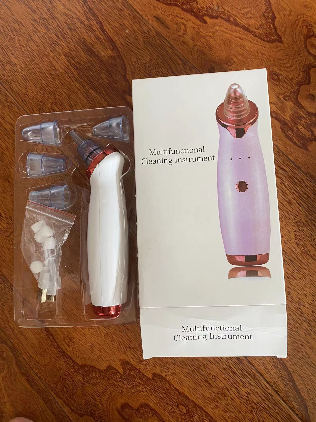 Electric Blackhead Removal Device – Household Pore Cleaner with 5 Suction Heads & USB Charging