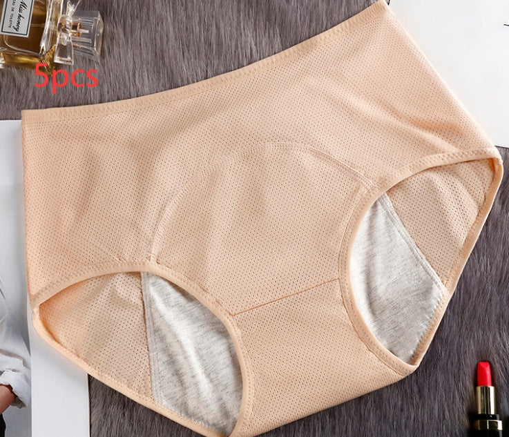 5PCS Women’s Menstrual Underwear – Leak-Proof Absorbent Period Panties, Nylon Comfort Mid-Rise