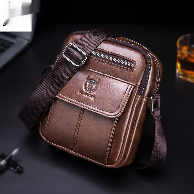 Men’s Mini Leather Crossbody Shoulder Bag – Genuine Cowhide Small Cash & Travel Purse