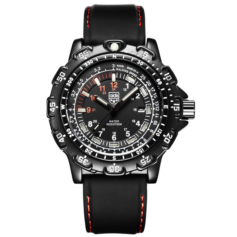 Men’s Military Quartz Watch – Waterproof 50M Sports Wristwatch with Alarm & Luminous Display