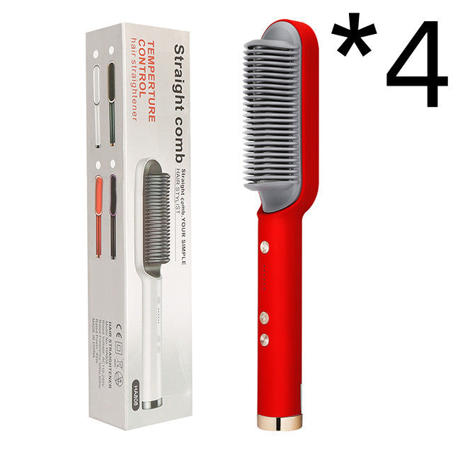 2-In-1 Hair Straightener Hot Comb – Negative Ion Curling Tong & Dual-Purpose Electric Hair Brush