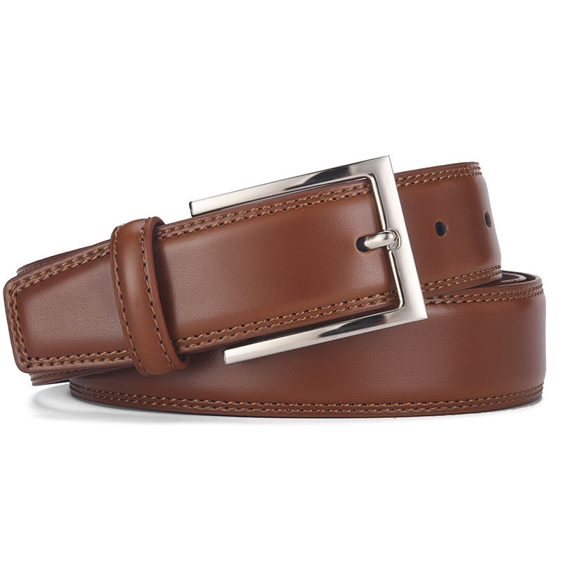 Men’s Genuine Leather Belt with Alloy Pin Buckle – Casual & Formal Wear
