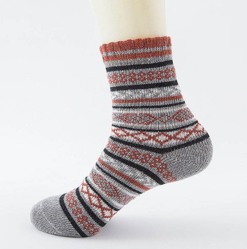 Winter Warm Stripe Wool Socks – 5 Pairs Thick Casual Business Socks for Men