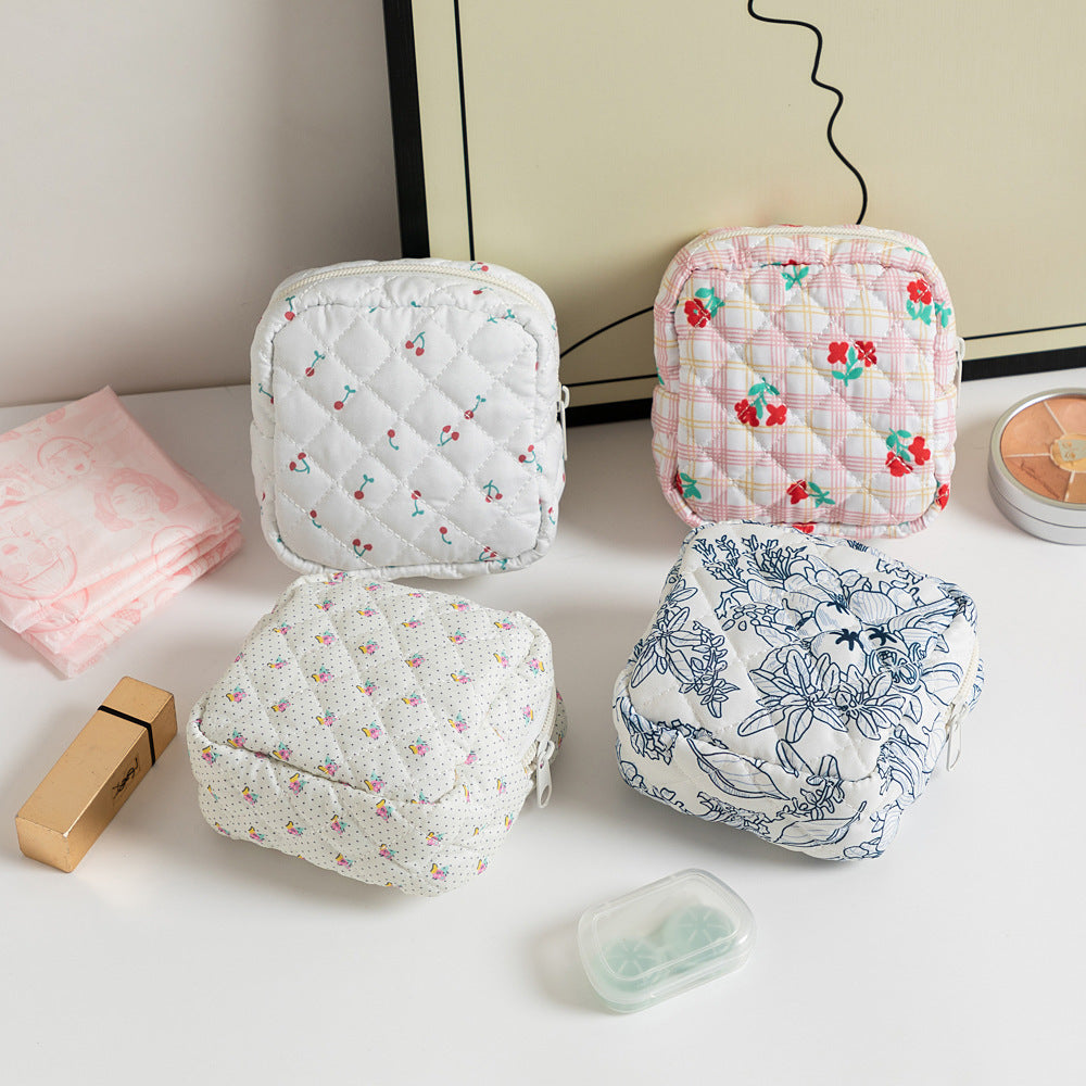 Cute Change Women’s Key Storage Bag – Small Floral Polyester Wallet for Keys & Coins