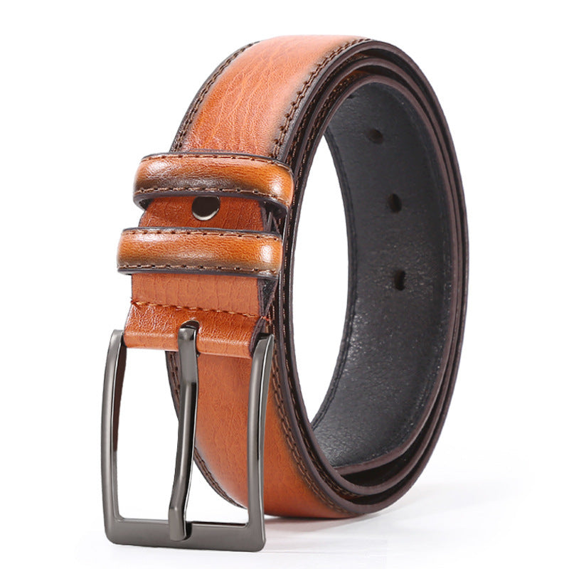Men’s Business Belt with Alloy Pin Buckle – European & American Fashion Style