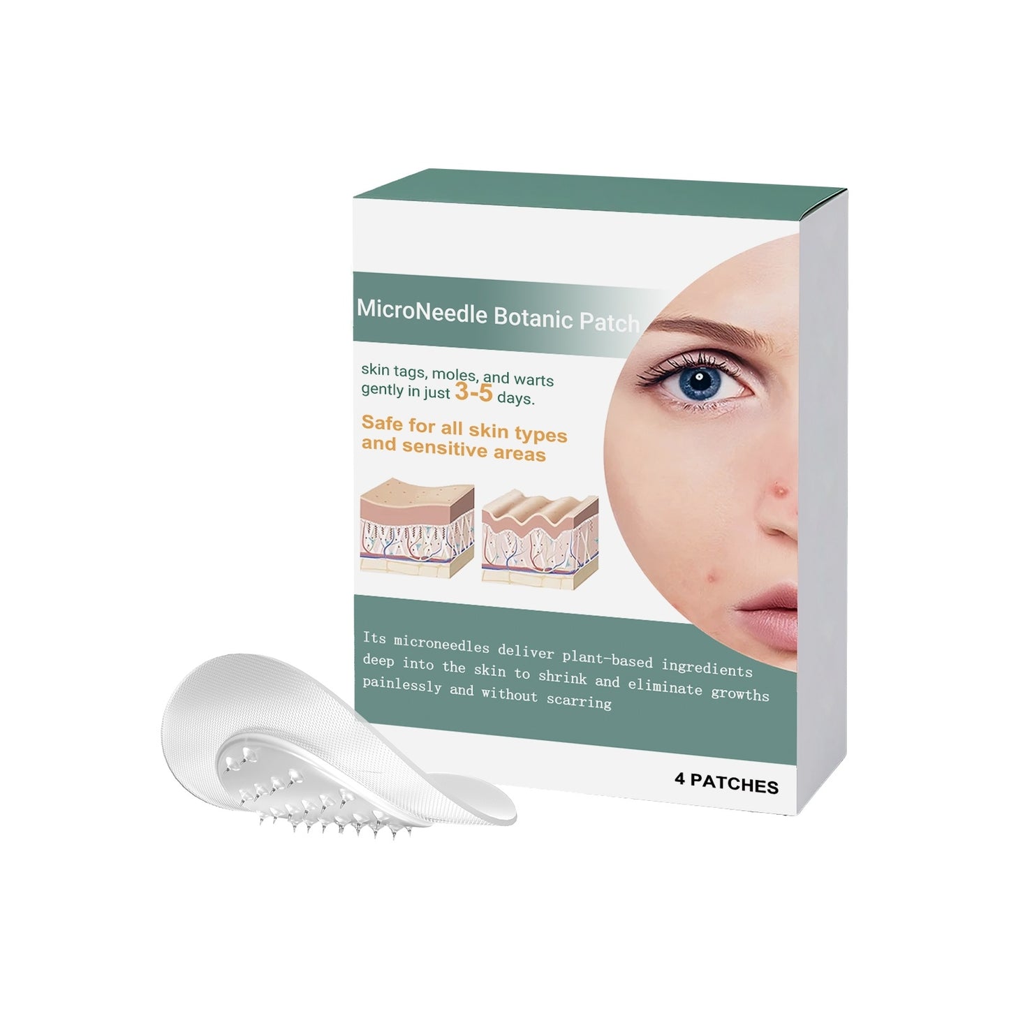 Wart Removal Micro Needle Patches – 6 Herbal Spot Treatment Patches with Ginger & Mint