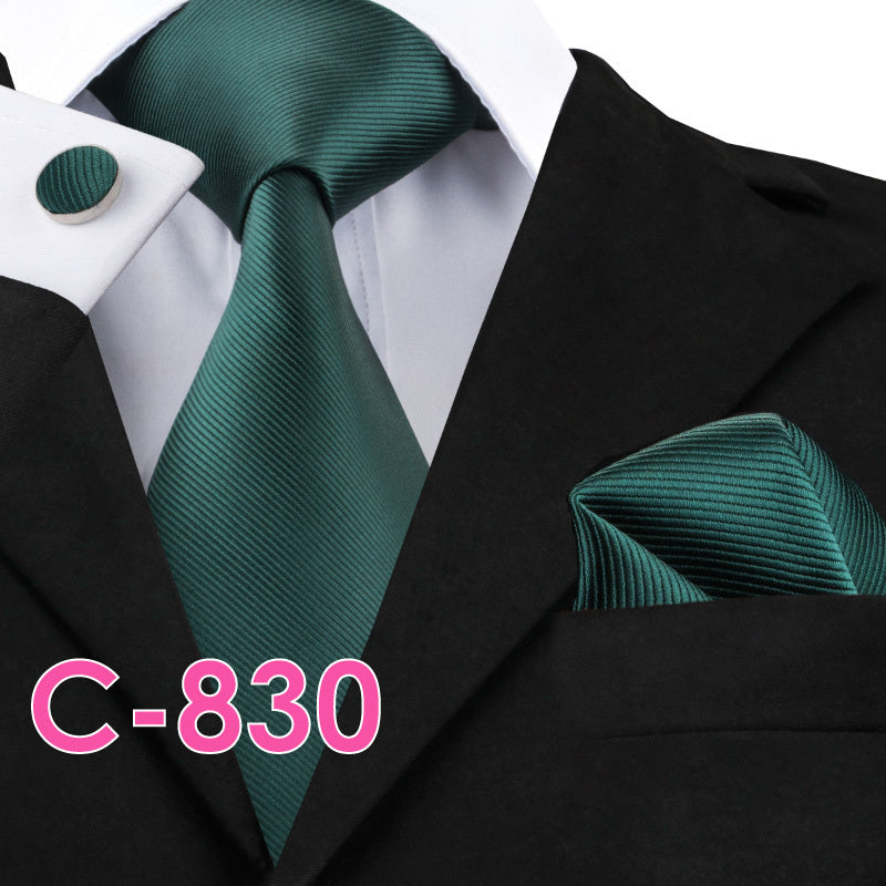 Men’s Solid Color Ribbed Collar Tie – Jacquard Woven Silk Floral Necktie with Wool Lining