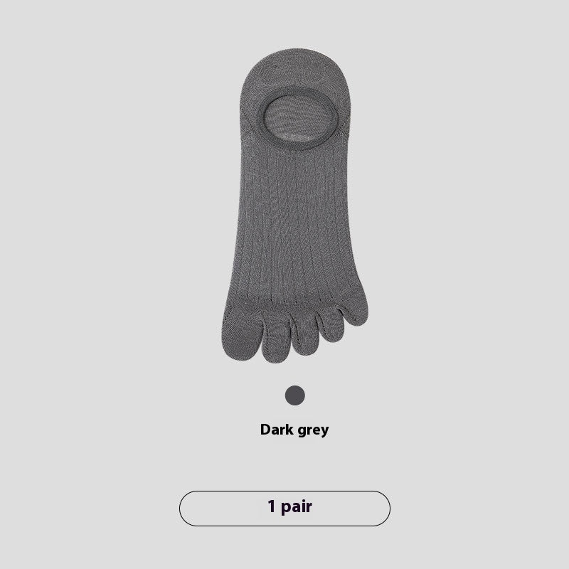 Five-Finger Men’s Summer Invisible Socks – Cotton Modal Antibacterial Non-Slip Breathable