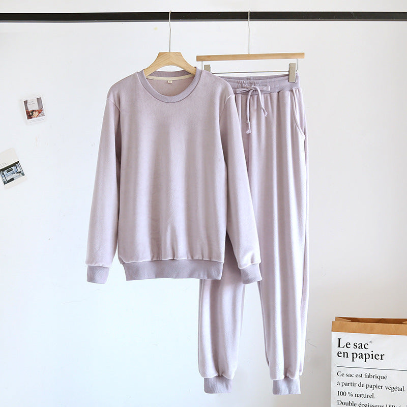 Couple Pajamas Loungewear Set – Cozy Island Velvet Pullover Sleepwear