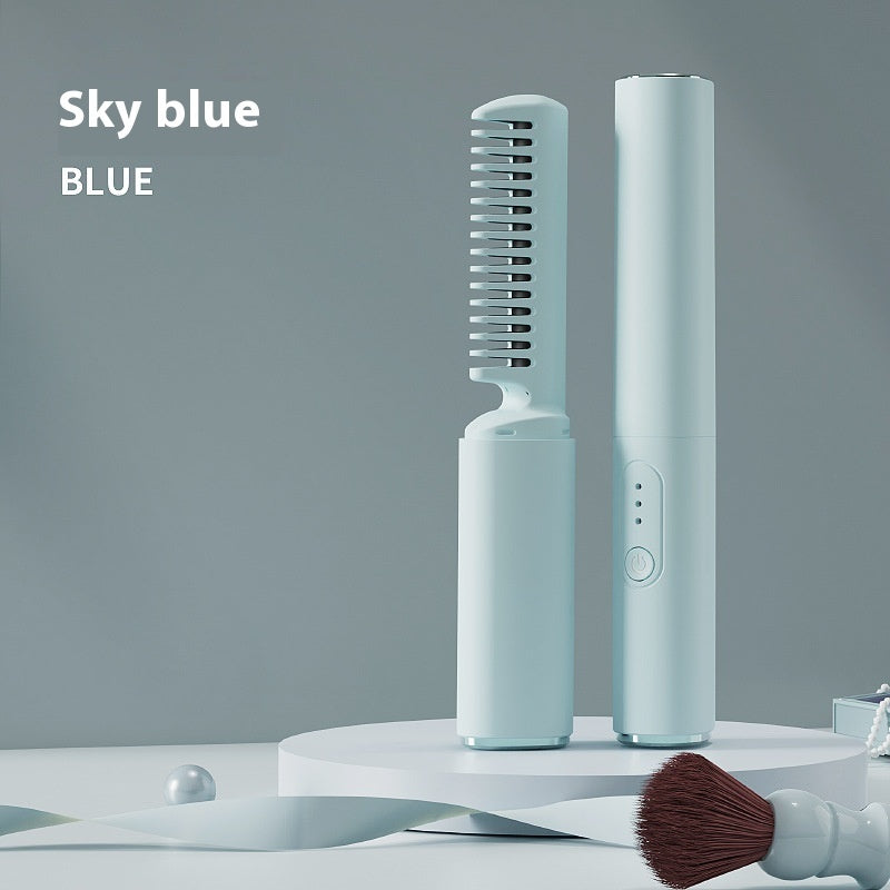Wireless USB Hair Straightener – Portable Mini Curling & Straightening Iron with Titanium Tourmaline