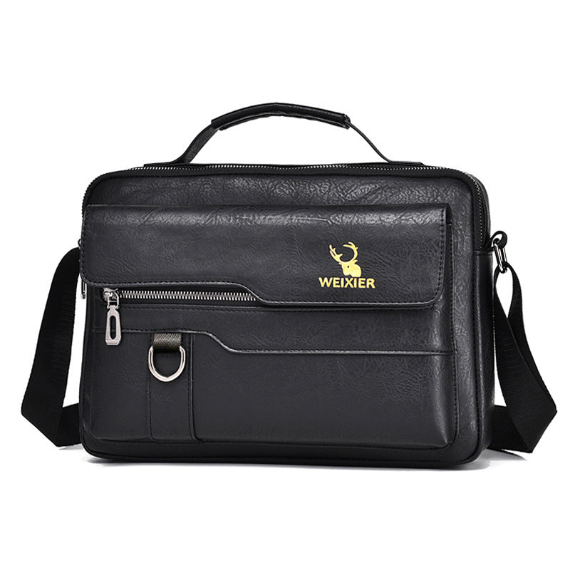 Men’s PU Leather Messenger Bag – Retro Business Shoulder Crossbody Backpack with Flap Design