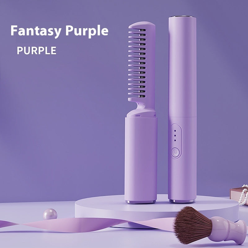 Wireless USB Hair Straightener – Portable Mini Curling & Straightening Iron with Titanium Tourmaline