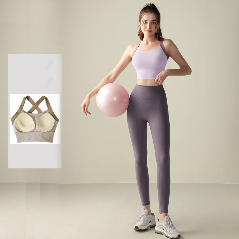 Training Shockproof Sports Bra – Women’s Fixed Cup High Support Workout Top
