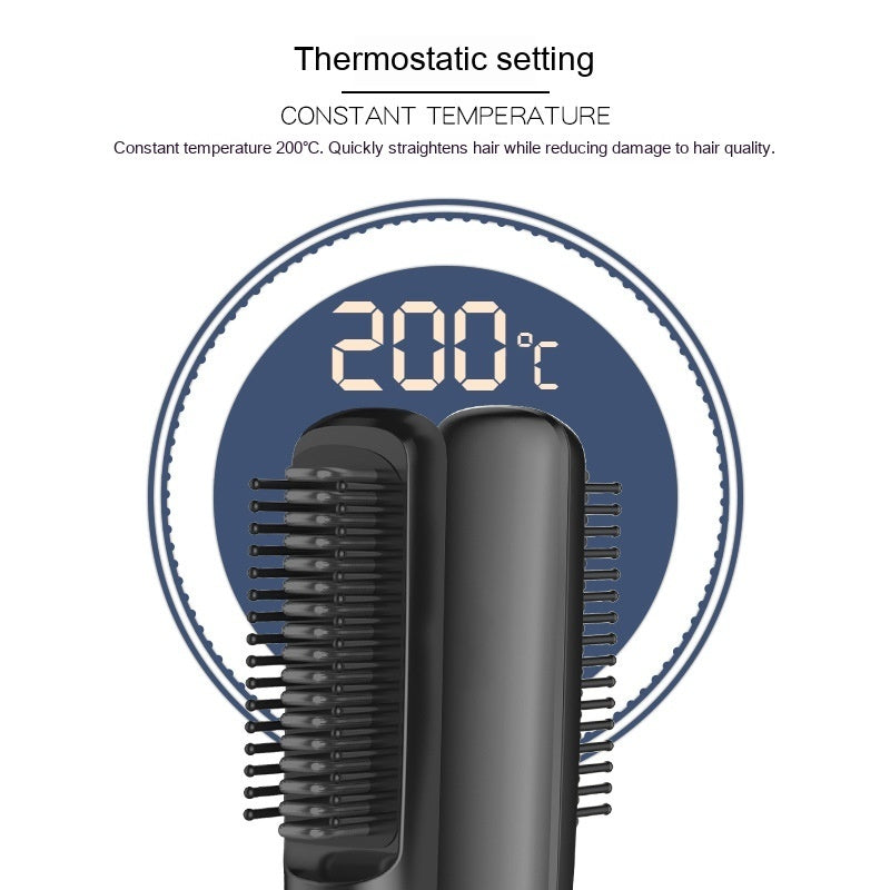 Wireless Charging Anion Straight Comb – USB Rechargeable Hair Straightener & Curler Brush