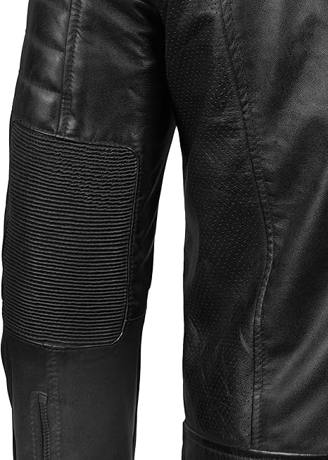 Men’s Quilted Cafe Racer Leather Motorcycle Jacket – Real Lambskin