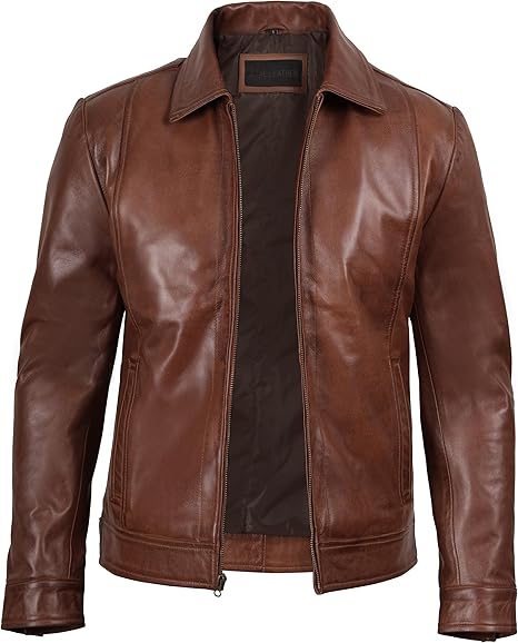 Men's Real Lambskin Leather Cafe Racer Jacket – Classic Black Biker Style with Pockets