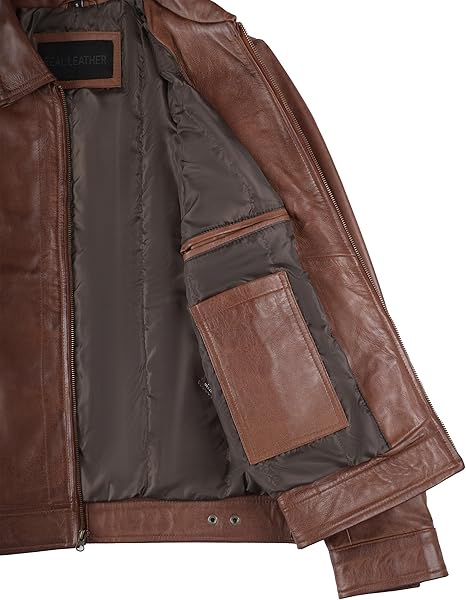 Men's Real Lambskin Leather Cafe Racer Jacket – Classic Black Biker Style with Pockets
